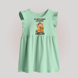 My First Little Ganesha Mouse Friendship Illustration Printed Baby Frock - MINT GREEN - 0 - 3 Months Old (Chest 17")