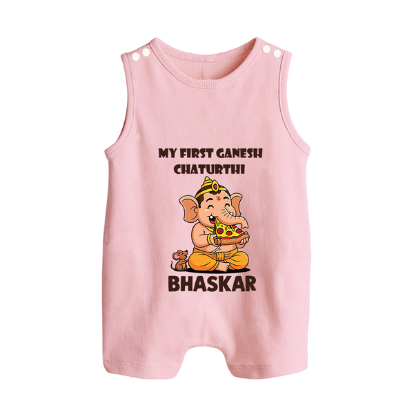 My First Little Ganesha Mouse Friendship Illustration Printed Button Romper - BABY PINK - New Born (Chest 18")