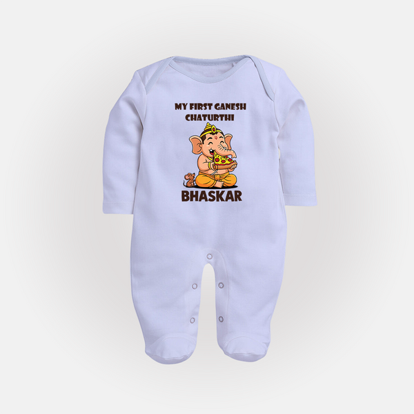 My First Little Ganesha Mouse Friendship Illustration Printed Fullbody Suit - BABY BLUE - New Born (Chest 7.5")