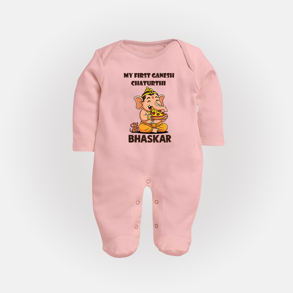 My First Little Ganesha Mouse Friendship Illustration Printed Fullbody Suit - BABY PINK - New Born (Chest 7.5")