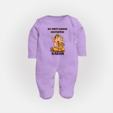 My First Little Ganesha Mouse Friendship Illustration Printed Fullbody Suit - LILAC - New Born (Chest 7.5")