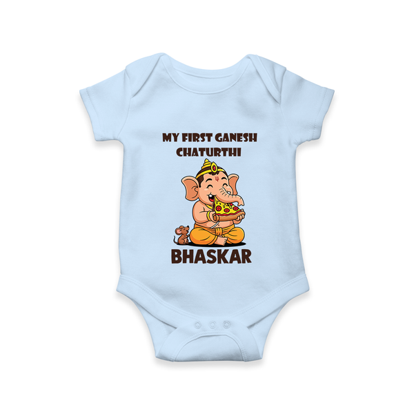 My First Little Ganesha Mouse Friendship Illustration Printed Romper - BABY BLUE - New Born (Chest 14")