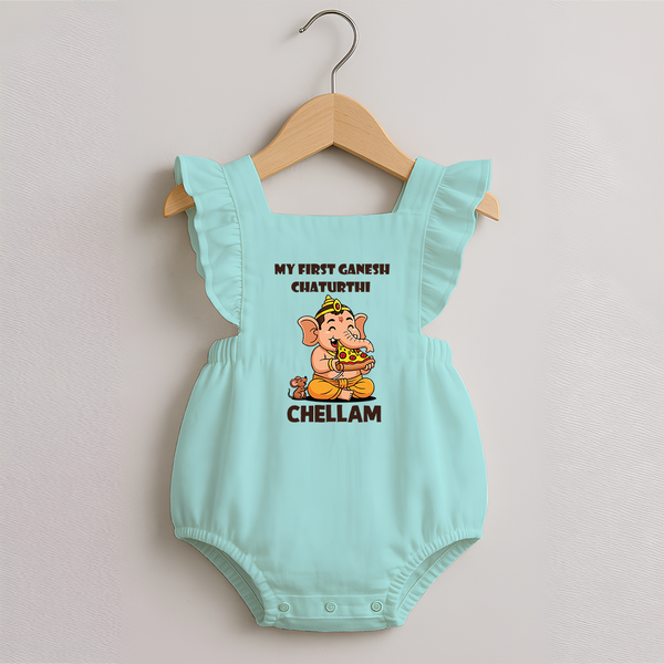 My First Little Ganesha Mouse Friendship Illustration Printed Romper Frock - MINT GREEN - 0 - 3 Months Old (Chest 19")