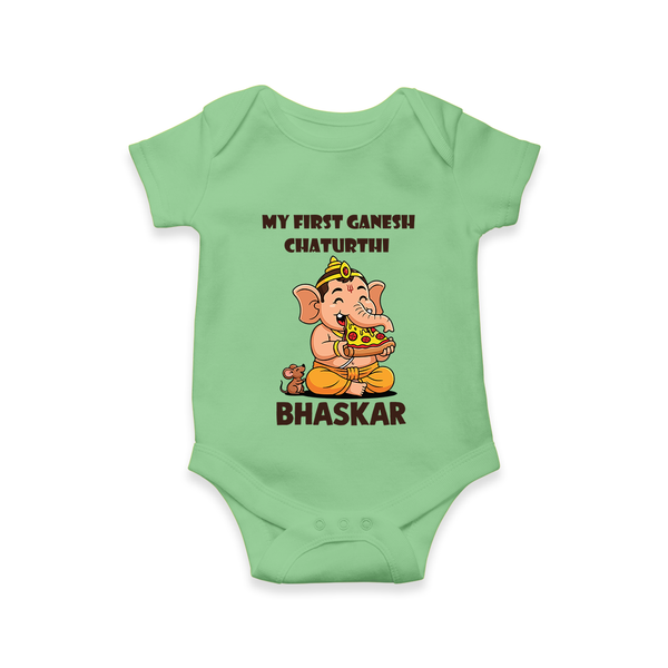 My First Little Ganesha Mouse Friendship Illustration Printed Romper - GREEN - New Born (Chest 14")