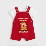 My First Little Ganesha Mouse Friendship Illustration Printed Dungaree - RED - 0 - 5 Months Old (Chest 18")