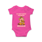 My First Little Ganesha Mouse Friendship Illustration Printed Romper - HOT PINK - New Born (Chest 14")