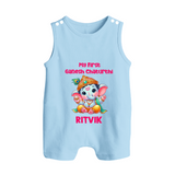 My First Ganesha Modak Celebration Printed Button Romper - BABY BLUE - New Born (Chest 18")