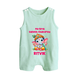 My First Ganesha Modak Celebration Printed Button Romper - MINT GREEN - New Born (Chest 18")