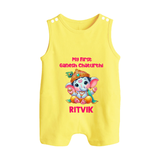 My First Ganesha Modak Celebration Printed Button Romper - PASTEL YELLOW - New Born (Chest 18")