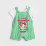 My First Ganesha Modak Celebration Printed Dungaree - GREEN - 0 - 5 Months Old (Chest 18")