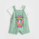 My First Ganesha Modak Celebration Printed Dungaree - MINT GREEN - 0 - 5 Months Old (Chest 18")