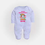 My First Ganesha Modak Celebration Printed Fullbody Suit - BABY BLUE - New Born (Chest 7.5")