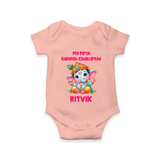 My First Ganesha Modak Celebration Printed Romper - PEACH - New Born (Chest 14")