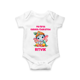 My First Ganesha Modak Celebration Printed Romper - WHITE - New Born (Chest 14")