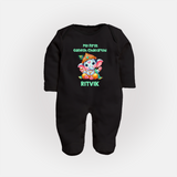 My First Ganesha Modak Celebration Printed Fullbody Suit - BLACK - New Born (Chest 7.5")
