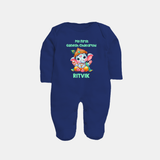 My First Ganesha Modak Celebration Printed Fullbody Suit - NAVY BLUE - New Born (Chest 7.5")