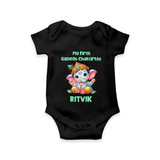 My First Ganesha Modak Celebration Printed Romper - BLACK - New Born (Chest 14")