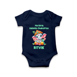 My First Ganesha Modak Celebration Printed Romper - NAVY BLUE - New Born (Chest 14")