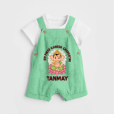 My First Cute Ganesha Festive Joy Illustration Printed Dungaree - GREEN - 0 - 5 Months Old (Chest 18")