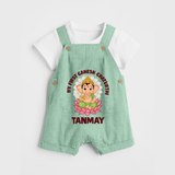 My First Cute Ganesha Festive Joy Illustration Printed Dungaree - MINT GREEN - 0 - 5 Months Old (Chest 18")