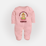 My First Cute Ganesha Festive Joy Illustration Printed Fullbody Suit - BABY PINK - New Born (Chest 7.5")