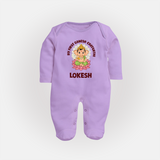 My First Cute Ganesha Festive Joy Illustration Printed Fullbody Suit - LILAC - New Born (Chest 7.5")