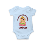 My First Cute Ganesha Festive Joy Illustration Printed Romper - BABY BLUE - New Born (Chest 14")