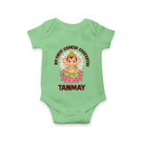 My First Cute Ganesha Festive Joy Illustration Printed Romper - GREEN - New Born (Chest 14")