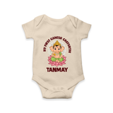 My First Cute Ganesha Festive Joy Illustration Printed Romper - IVORY - New Born (Chest 14")