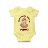 My First Cute Ganesha Festive Joy Illustration Printed Romper - PASTEL YELLOW - New Born (Chest 14")
