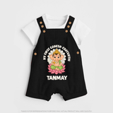 My First Cute Ganesha Festive Joy Illustration Printed Dungaree - BLACK - 0 - 5 Months Old (Chest 18")