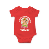 My First Cute Ganesha Festive Joy Illustration Printed Romper - RED - New Born (Chest 14")