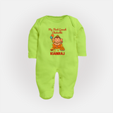 My First Little Ganesha Lotus Blessings Printed Fullbody Suit - LIME GREEN - New Born (Chest 7.5")