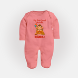 My First Little Ganesha Lotus Blessings Printed Fullbody Suit - PEACH - New Born (Chest 7.5")