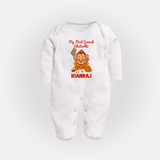 My First Little Ganesha Lotus Blessings Printed Fullbody Suit - WHITE - New Born (Chest 7.5")