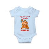 My First Little Ganesha Lotus Blessings Printed Romper - BABY BLUE - New Born (Chest 14")