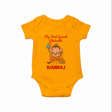 My First Little Ganesha Lotus Blessings Printed Romper - CHROME YELLOW - New Born (Chest 14")