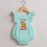 My First Little Ganesha Lotus Blessings Printed Romper Frock - MINT GREEN - 0 - 3 Months Old (Chest 19")