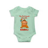 My First Little Ganesha Lotus Blessings Printed Romper - MINT GREEN - New Born (Chest 14")