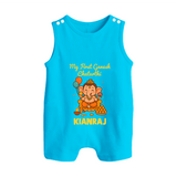 My First Little Ganesha Lotus Blessings Printed Button Romper - SKY BLUE - New Born (Chest 18")