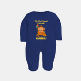 My First Little Ganesha Lotus Blessings Printed Fullbody Suit - NAVY BLUE - New Born (Chest 7.5")