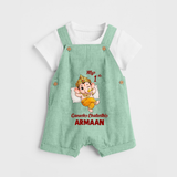 My First Ganesha Festival Celebration Illustration Printed Dungaree - MINT GREEN - 0 - 5 Months Old (Chest 18")