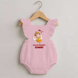My First Ganesha Festival Celebration Illustration Printed Romper Frock - BABY PINK - 0 - 3 Months Old (Chest 19")