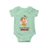 My First Ganesha Festival Celebration Illustration Printed Romper - MINT GREEN - New Born (Chest 14")