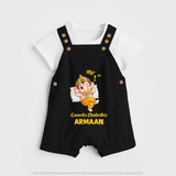 My First Ganesha Festival Celebration Illustration Printed Dungaree - BLACK - 0 - 5 Months Old (Chest 18")