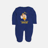 My First Ganesha Festival Celebration Illustration Printed Fullbody Suit - NAVY BLUE - New Born (Chest 7.5")