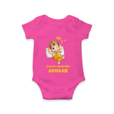 My First Ganesha Festival Celebration Illustration Printed Romper - HOT PINK - New Born (Chest 14")