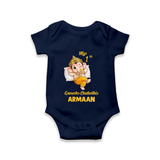 My First Ganesha Festival Celebration Illustration Printed Romper - NAVY BLUE - New Born (Chest 14")