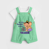 My First Baby Ganesha Sweet Blessings Printed Dungaree - GREEN - 0 - 5 Months Old (Chest 18")