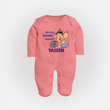 My First Baby Ganesha Sweet Blessings Printed Fullbody Suit - PEACH - New Born (Chest 7.5")